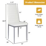 Modern High Back White PVC Leather Dining Chairs with Metal Legs (Set of 4)