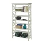 Glossy White 5-Tier Space-Saving Bookcase for Home Offices