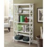 Glossy White 5-Tier Space-Saving Bookcase for Home Offices