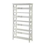 Glossy White 5-Tier Space-Saving Bookcase for Home Offices