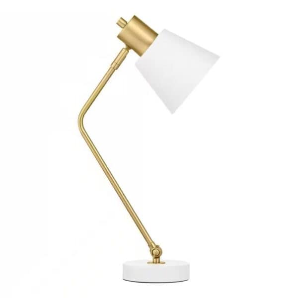 Modern Gold Metal Table Lamp with White Shade for Desks