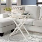 White Wood Folding Side Table with Contemporary Design