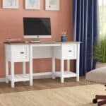 White Oak Top 2 Drawer Office Desk with Shelves 10 White Oak Top 2 Drawer Office Desk with Shelves