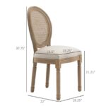 Vintage Upholstered Armless Rattan Back Dining Chairs Beige (Set of 2)