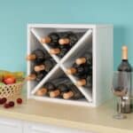 Stackable 12-Bottle Wine Rack White Wood Finish Eco-Friendly