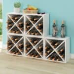Stackable 12-Bottle Wine Rack White Wood Finish Eco-Friendly