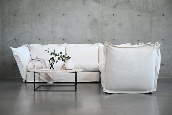 WILLOW Sea Shell Nubbly Fabric Sectional 3