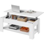 Lift-Top Coffee Table with Hidden Storage and Shelf in White 6 Lift-Top Coffee Table with Hidden Storage and Shelf in White