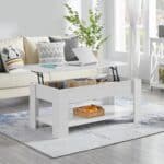 Lift-Top Coffee Table with Hidden Storage and Shelf in White 7 Lift-Top Coffee Table with Hidden Storage and Shelf in White