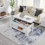 Lift-Top Coffee Table with Hidden Storage and Shelf in White 8 Lift-Top Coffee Table with Hidden Storage and Shelf in White