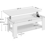 Lift-Top Coffee Table with Hidden Storage and Shelf in White 10 Lift-Top Coffee Table with Hidden Storage and Shelf in White