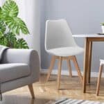 Modern White PU Leather Dining Chairs with Wood Legs (Set of 4)