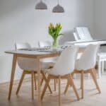 Modern White PU Leather Dining Chairs with Wood Legs (Set of 4)