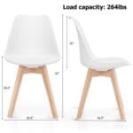 Modern White PU Leather Dining Chairs with Wood Legs (Set of 4)