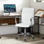White Faux Leather Ergonomic High Back Office Chair with Armrests 7 White Faux Leather Ergonomic High Back Office Chair with Armrests