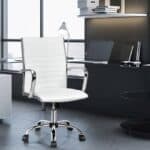 White Faux Leather Ergonomic High Back Office Chair with Armrests 8 White Faux Leather Ergonomic High Back Office Chair with Armrests