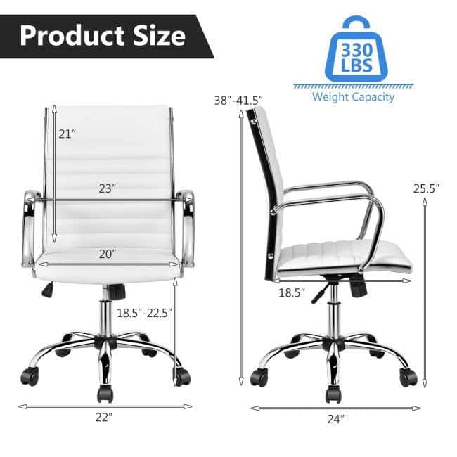 White Faux Leather Ergonomic High Back Office Chair with Armrests 5 White Faux Leather Ergonomic High Back Office Chair with Armrests - Image 5