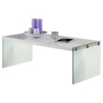 Modern White Coffee Table with Tempered Glass Legs 4 Modern White Coffee Table with Tempered Glass Legs