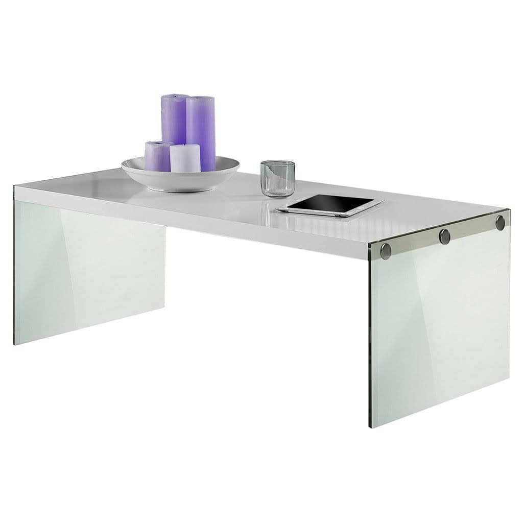 Modern White Coffee Table with Tempered Glass Legs 1 Modern White Coffee Table with Tempered Glass Legs