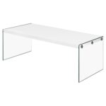 Modern White Coffee Table with Tempered Glass Legs 5 Modern White Coffee Table with Tempered Glass Legs