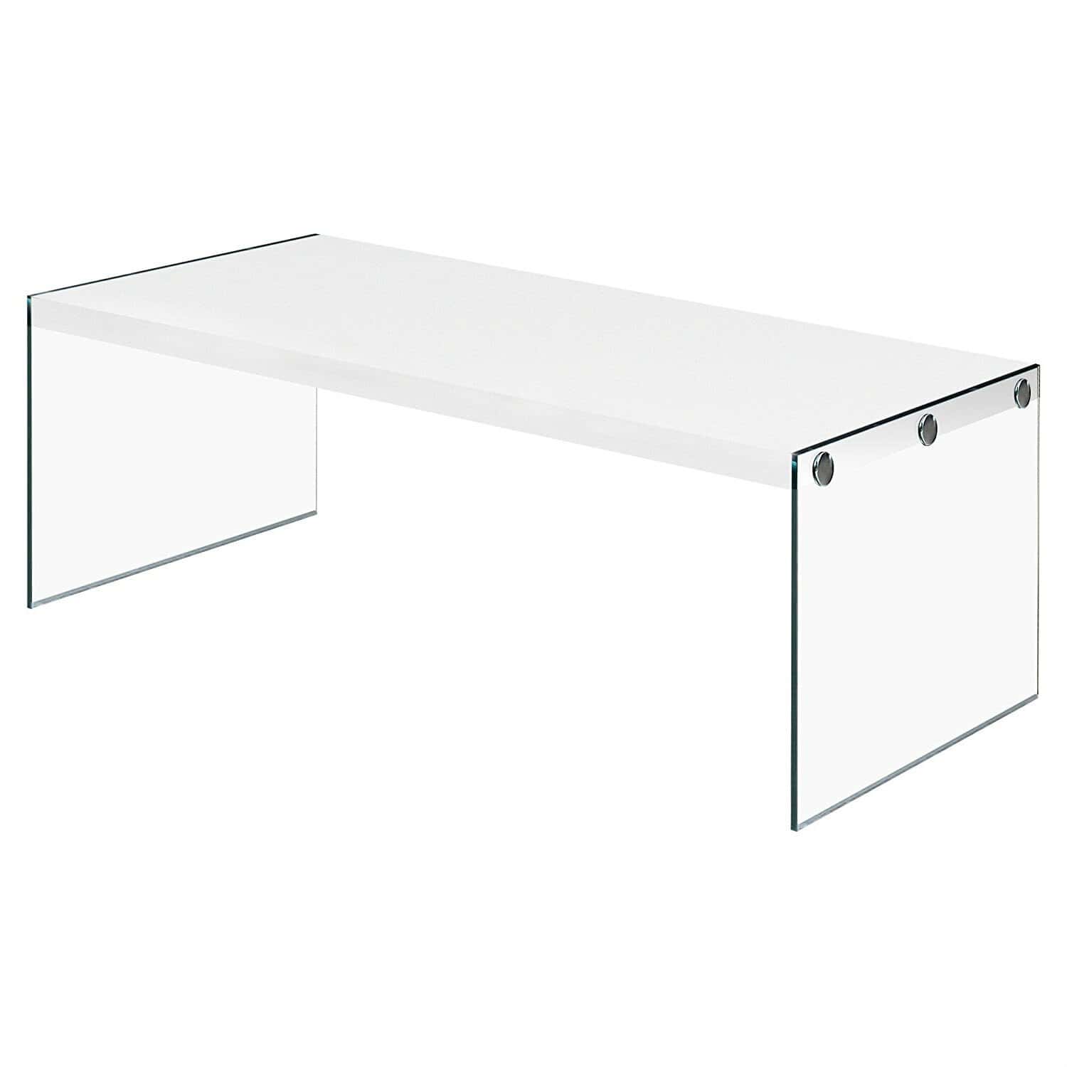 Modern White Coffee Table with Tempered Glass Legs 2 Modern White Coffee Table with Tempered Glass Legs - Image 2