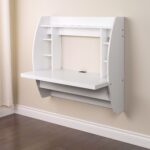 Wall-Mounted White Space-Saving Laptop Desk with Storage Shelves 7 Wall-Mounted White Space-Saving Laptop Desk with Storage Shelves