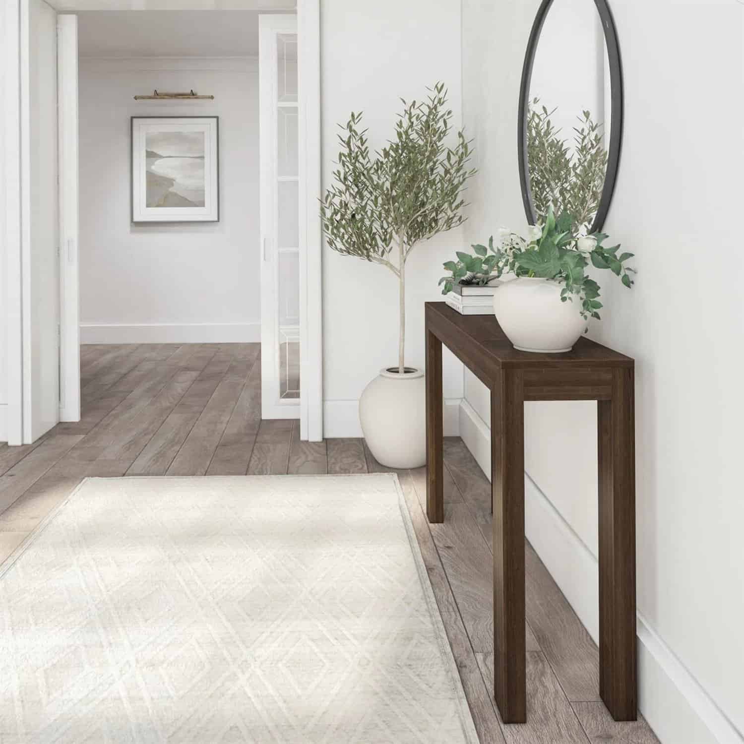 Solid Wood Modern Console Table Dark Brown Walnut Finish 3 Solid Wood Modern Console Table Dark Brown Walnut Finish - Image 3