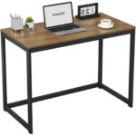 Modern Computer Desk with Metal Frame and Wood Top
