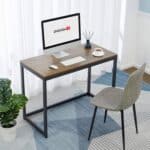 Modern Computer Desk with Metal Frame and Wood Top