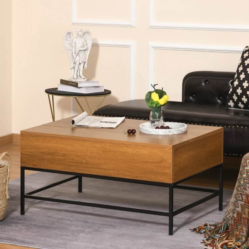 Farmhouse Brown Lift Top Coffee Table with Hidden Storage 2 Farmhouse Brown Lift Top Coffee Table with Hidden Storage - Image 2