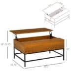Farmhouse Brown Lift Top Coffee Table with Hidden Storage 10 Farmhouse Brown Lift Top Coffee Table with Hidden Storage