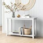 Modern Coastal Farmhouse White Sofa Table with Storage Shelf 7 Modern Coastal Farmhouse White Sofa Table with Storage Shelf
