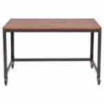 Industrial Modern Wood Top Desk with Locking Wheels