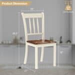 Solid Wood White Mission Dining Chair with Brown Seat (Set of 2)