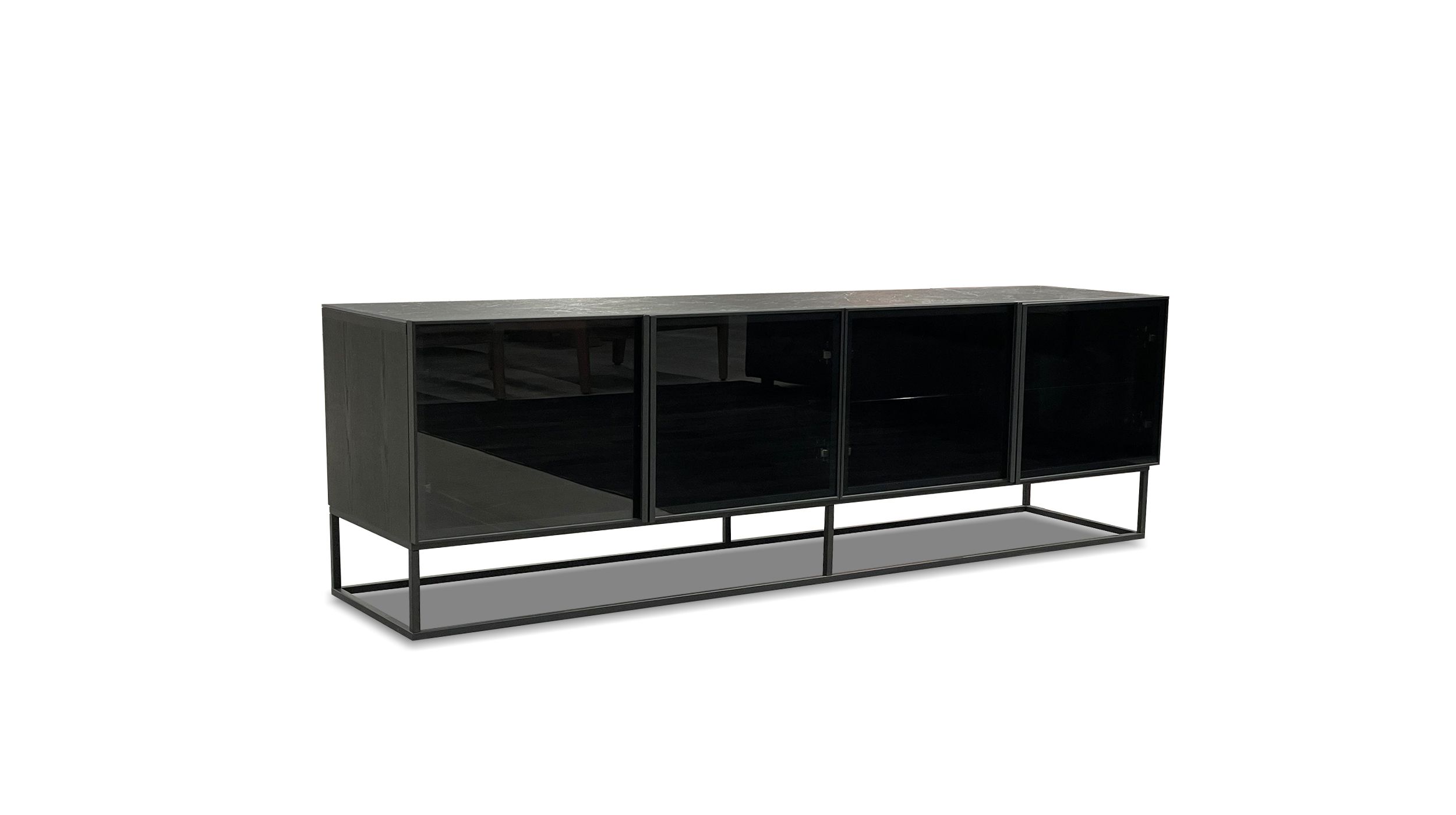 BARKER Slate Ceramic Top Black Ash Media Unit