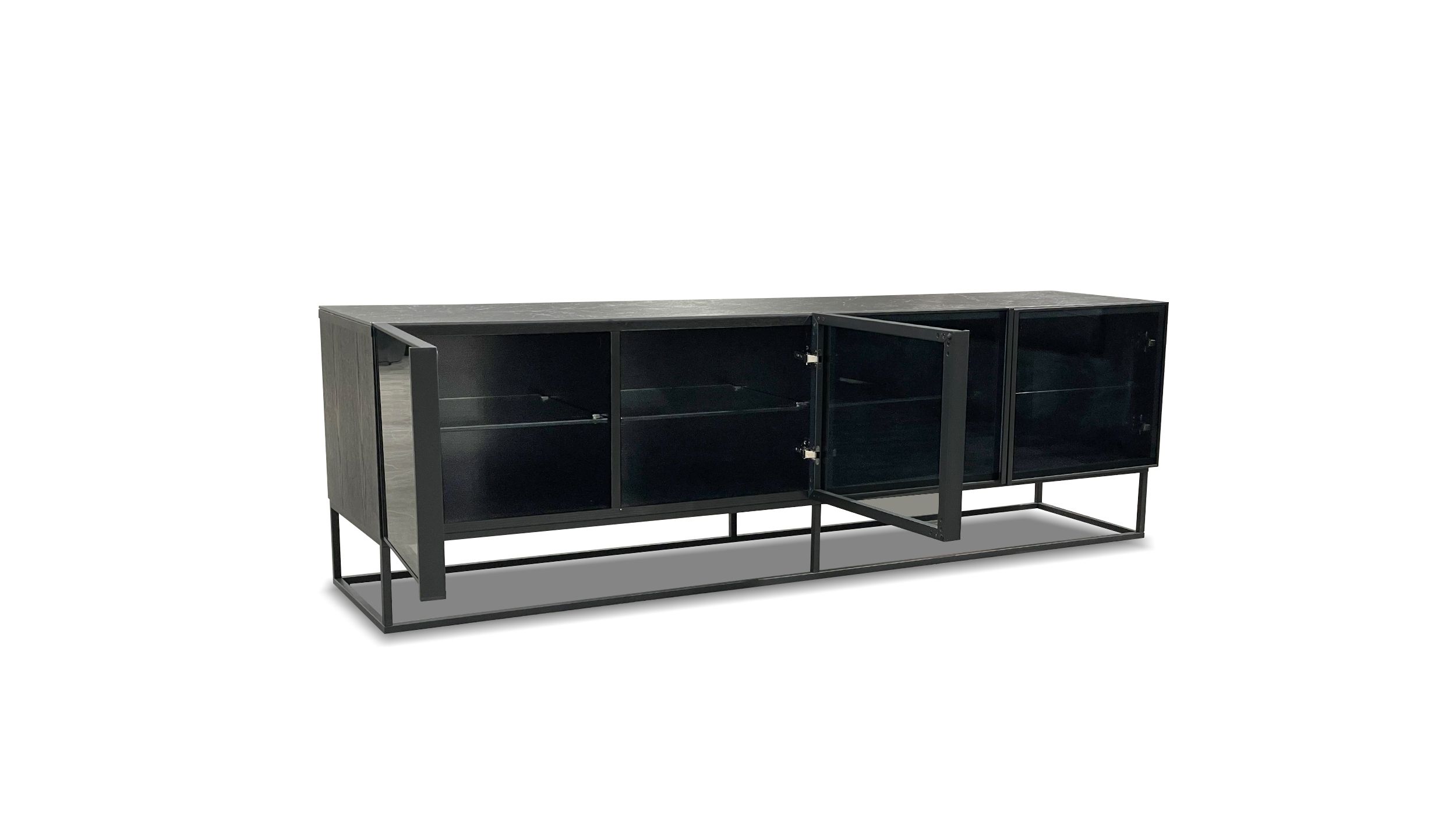 BARKER Slate Ceramic Top Black Ash Media Unit