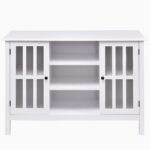 White Wood 43-Inch TV Stand with Glass Panel Doors 6 White Wood 43-Inch TV Stand with Glass Panel Doors