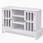 White Wood 43-Inch TV Stand with Glass Panel Doors 8 White Wood 43-Inch TV Stand with Glass Panel Doors