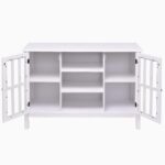 White Wood 43-Inch TV Stand with Glass Panel Doors 9 White Wood 43-Inch TV Stand with Glass Panel Doors