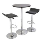 Adjustable Air-Lift Bar Stools with Black Faux Leather (Set of 2)