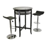 Adjustable Air-Lift Bar Stools with Black Faux Leather (Set of 2)