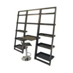 Adjustable Air-Lift Bar Stools with Black Faux Leather (Set of 2)