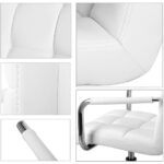 White Faux Leather Swivel Office Chair with Armrests and Wheels
