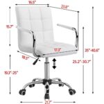 White Faux Leather Swivel Office Chair with Armrests and Wheels