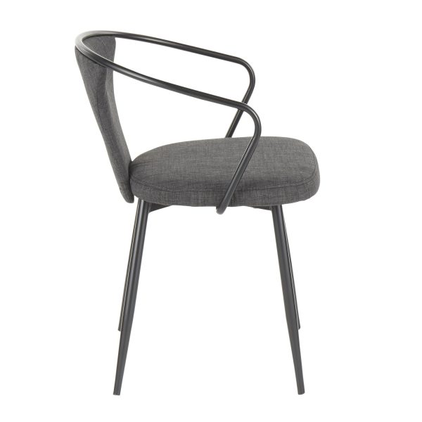 Waco Industrial Black Metal Grey Fabric Upholstered Chair 3