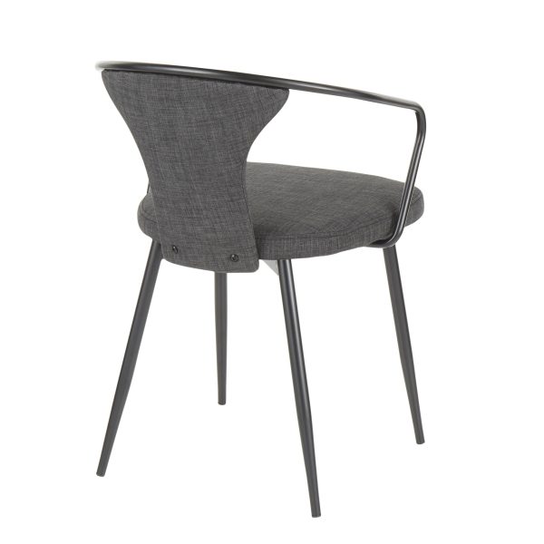 Waco Industrial Black Metal Grey Fabric Upholstered Chair 4