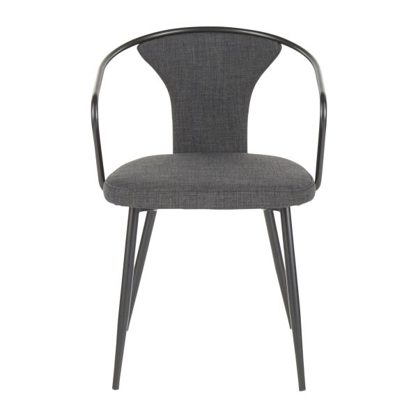 Waco Industrial Black Metal Grey Fabric Upholstered Chair 6