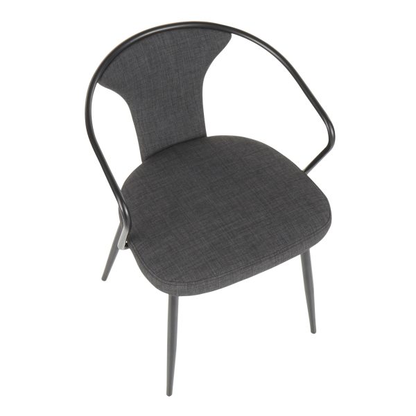 Waco Industrial Black Metal Grey Fabric Upholstered Chair 7