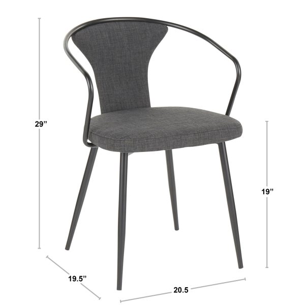 Waco Industrial Black Metal Grey Fabric Upholstered Chair 8