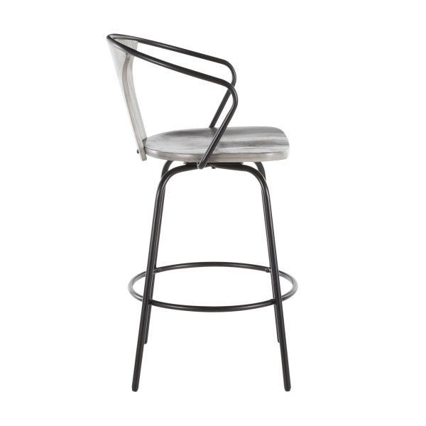 Waco Industrial Grey Wood and Black Metal Counter Stool 2